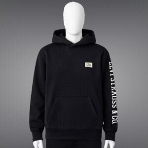 Big Boys Size Large Black Sleeve Soft Fleece Pullover Hoodie with Front Pockets